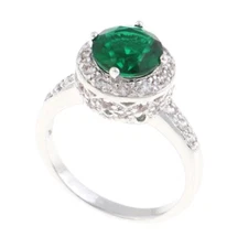 Silver Tone Rhodium Plated Ring With Cubic Zirconia & Rhinestone JWE1593-GN7