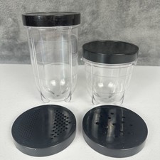 Magic Bullet Tall 16oz  Short 8oz Cup 2 Solid  2 Shaker Lids Replacement Parts