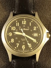 Vintage L.L. Bean Black Quartz Watch Analog Wristwatch - Glow in Dark Hands