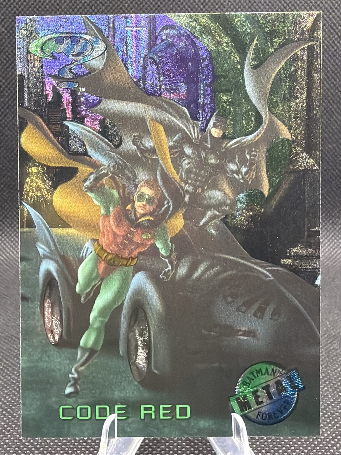 Batman Forever 1995 Robin Fleer Metal Card #97 - Code Red