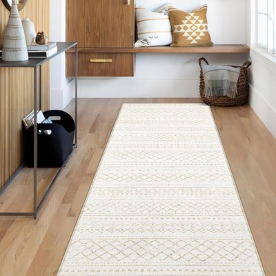 Runner Rug 2x5 Boho Geometric Area Rugs: Small 2' x 5' (Rectangular), Beige 