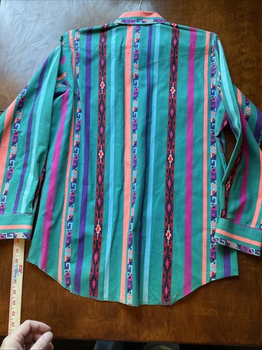Wrangler Brushpopper Shirt Large 16-34 Aztec Rodeo Western Southwest Cowboy - Picture 6 of 6