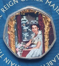 Westminster 50p Shaped Carded Coin The Coronation of Queen Elizabeth II