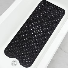 Linoows Bathtub and Shower Mats, Extra Long 39" x 16" Rectangular , Black