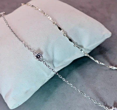2 Sterling Silber 10" Fußkettchen 925 Fußkettchen: 1 von SV zierlich mit Stationen - Bild 1 von 4