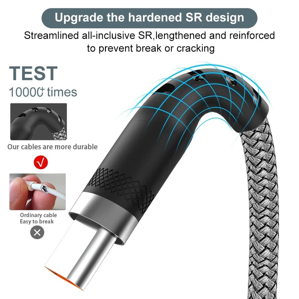 USB C auf USB C Ladekabel 1m 2m 3m Kabel 60W Schnellladekabel für Samsung Xiaomi - Bild 3 von 4