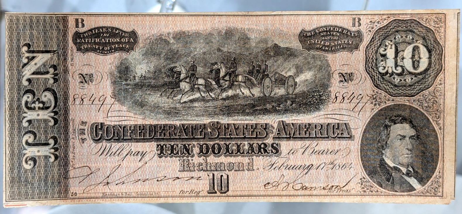 1864 $10 Confederate States of America $10 Ten Dollar Civil War Note | eBay