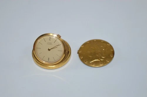 Vintage Louvic 17 Jewels Gold Filled Liberty Coin Pocket or Purse Watch *READ*