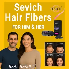 SEVICH Hair Fibers 25g – Thickens Bald Spots & Thinning Hair – Dark Brown, Black