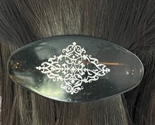 Vintage Brown  Silver Tone Hair Clip Barrette Made in France