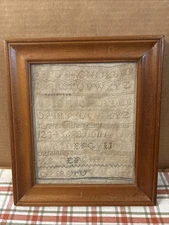 19th Century Sampler , Sweet Smaller Size W Repeating Alphabet & Numbers, Prim