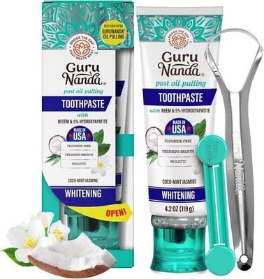 GuruNanda Hydroxyapatite Toothpaste with Neem, SLS & Fluoride Free, Whitening To
