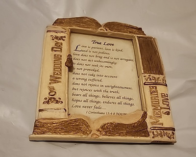 True Love 1 Corinthians 13:4-8 (NASB) Our Wedding Day Resin Desk Plaque [#72]