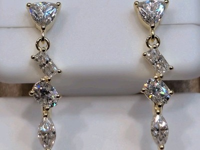 14 Karat Gold über 925 Sterlingsilber Moissanit Ohrhänger Ohrhänger 2 Karat