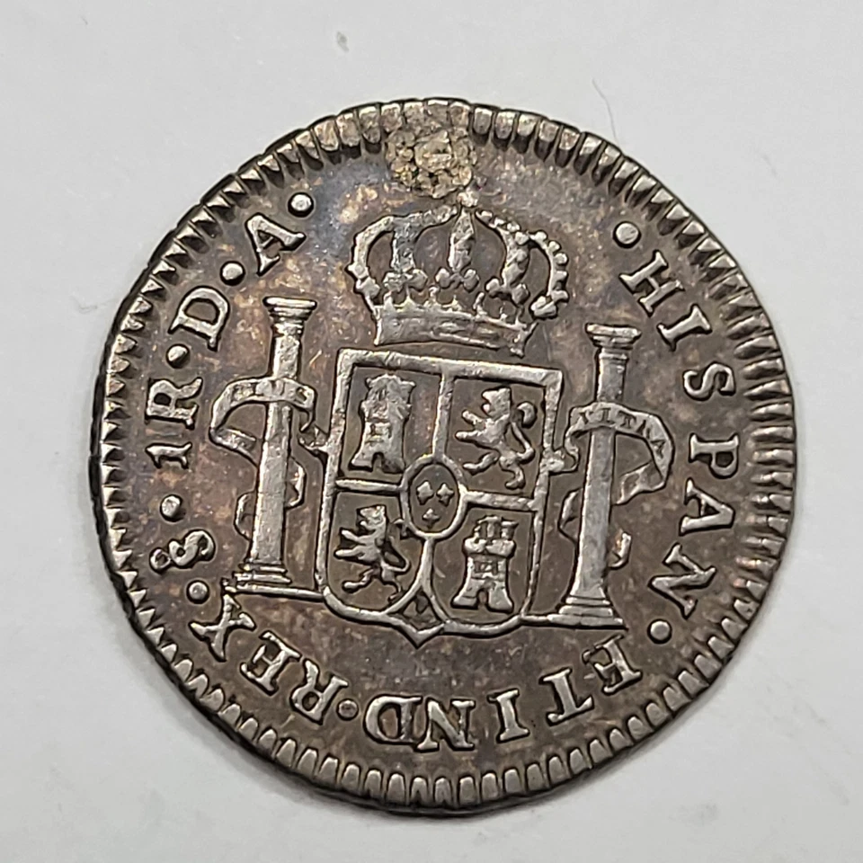 1788 So CHILE Santiago Silver 1 Real Carolus III Da Plugged Nice Detail *K842 - Image 2 of 2