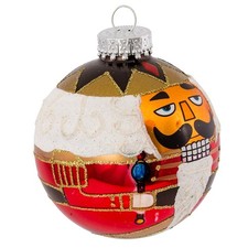 Kurt Adler Nutcracker Design Glass Ball Ornament, 80mm 80mm, Multi Color