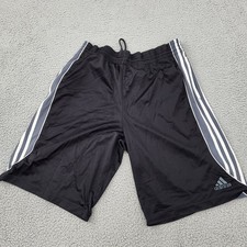 Adidas Shorts Mens Large Black Gray Side Stripe Logo Performance