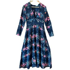 Red Valentino Silk Maxi Dress Women Size 40 Black Floral Empire Long Sleeve