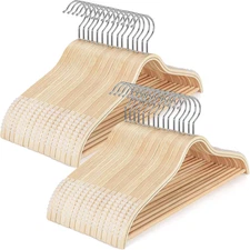 Sleek Wooden Hangers with Non-Slip Rubber Grips, Sweater Hangers No Shoulder Bum