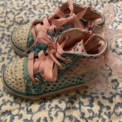 Girls High Top Skechers Shoes Twinkle Toes Pink Blue Size 7 Light Up