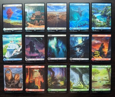 Final Fantasy MTG Full Art Lands Set (FIN 294-308) NM Foil (15 Cards)