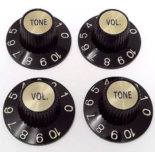 True Custom Shop® Black Witch Hat Control Knobs with Gold Inserts for Gibson