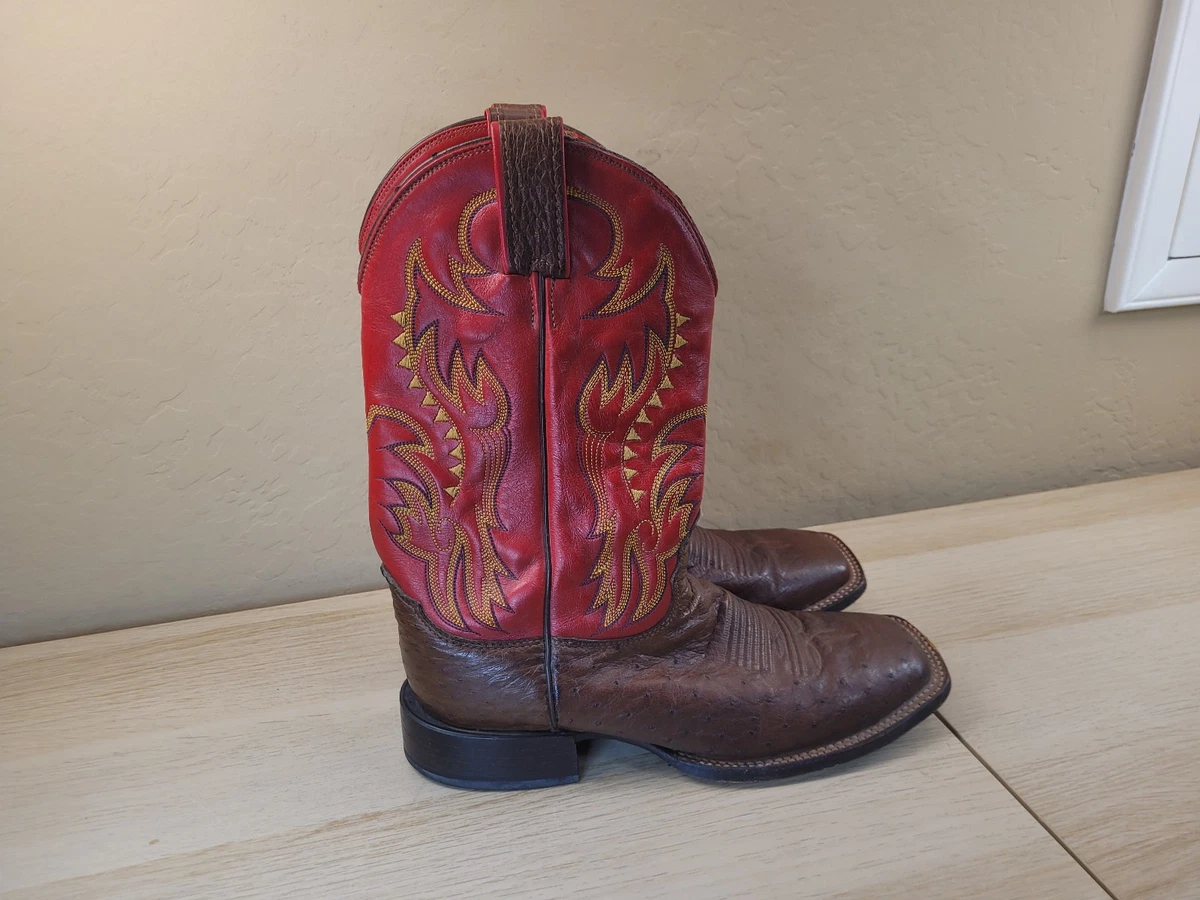 Nocona Men’s VINTAGE Burgundy Red Leather Western Cowboy Boots 9 Vintage Nocona Shark Skin Cowboy Boots 9 E USA Made Exotic  main image 2