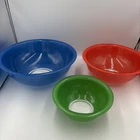 Vtg Pyrex Primary Color 3 Clear Bottom Nesting Mixing Bowls 325 323 322