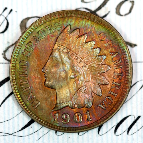 * 1901 * SOLID+ GEM BU MS INDIAN HEAD PENNY * FROM ORIGINAL COLLECTION