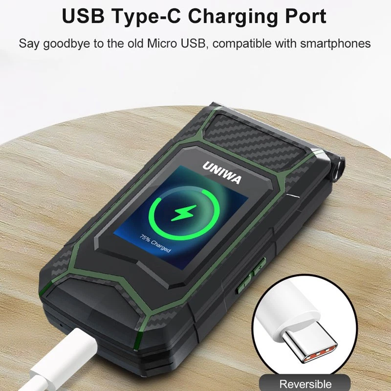 2.8" Double Screen 2G Dual SIM Rugged Style Flip Phone Keyboard Unlocked UNIWA - Image 2 of 4