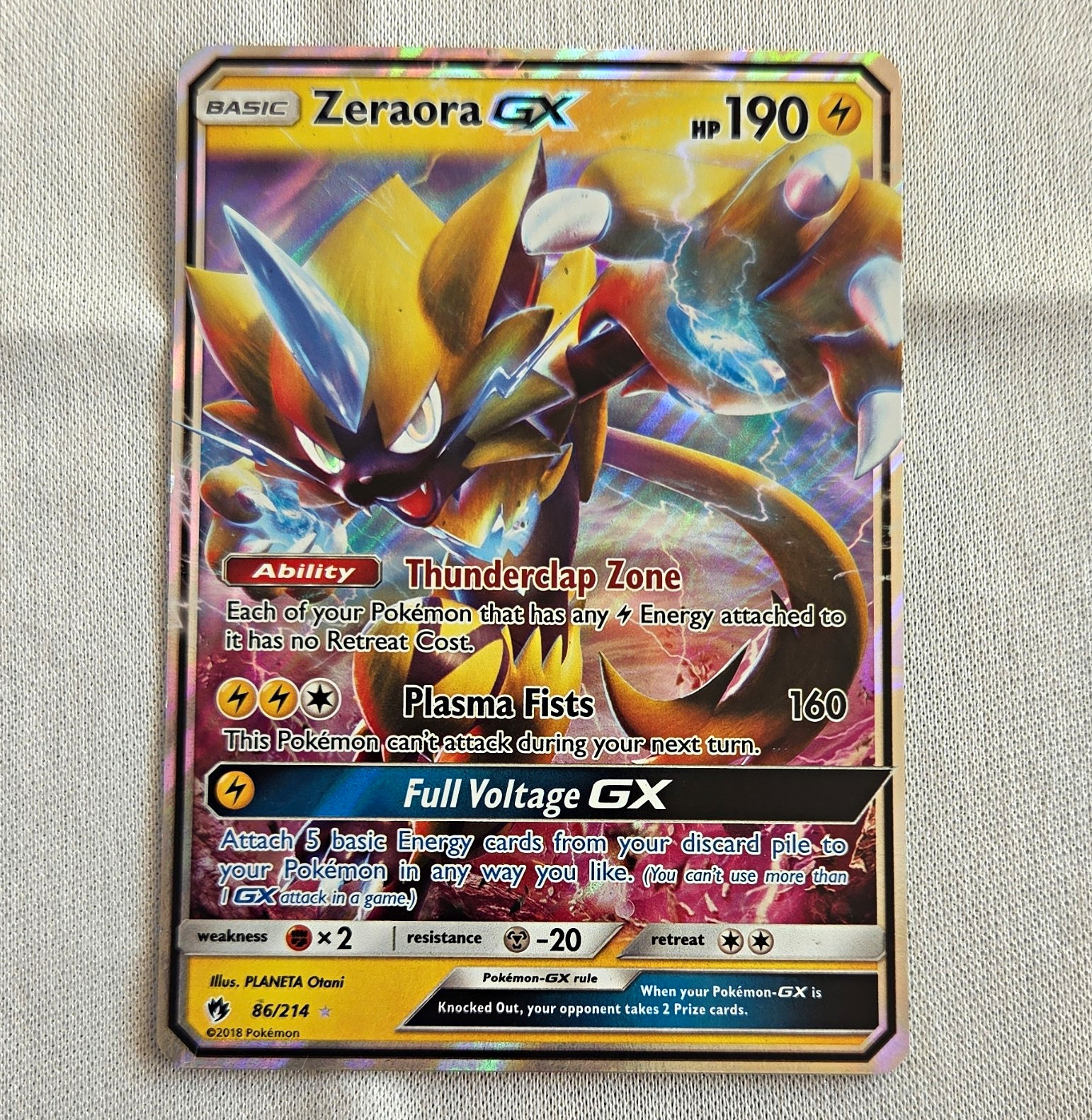 The Pokémon Company Zeraora GX 86/214 SM Lost Thunder Holo UR ENG 2018 190HP