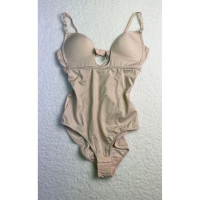 Dr. Rey Shapewear Womens Nude Bodysuit Shaper Underwire Bra 38B Plunge Backless