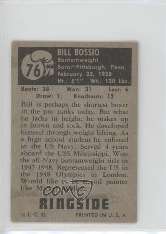 1951 Topps Ringside Bill Bossio #76 - Image 2 of 2