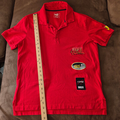 2018 Puma X Ferrari Red Short Sleeve Cotton Polo Shirt Mens Size Medium