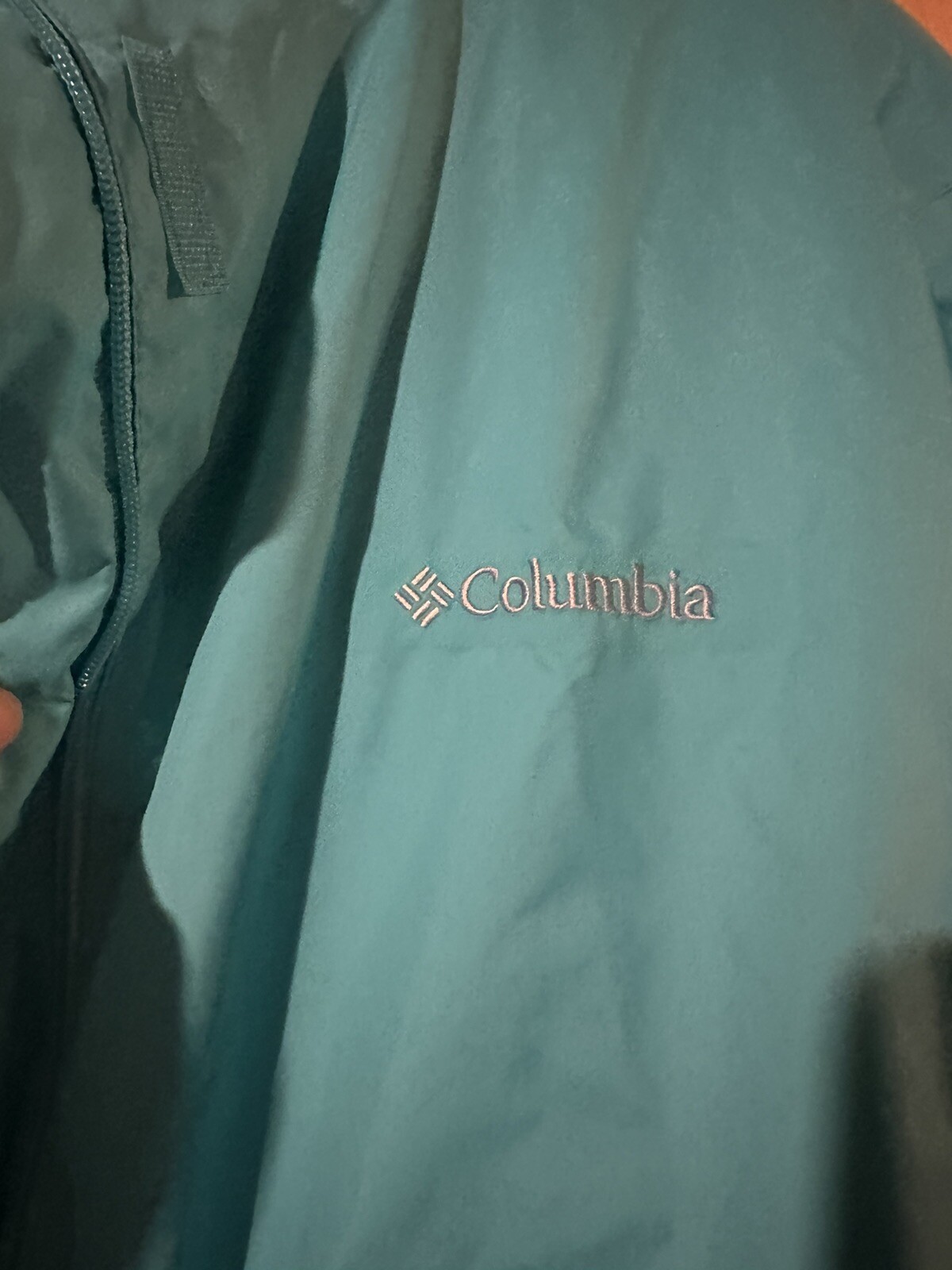 Columbia Womens Teal my Rain Wind Jacket Womens 3XL Omni-tech Mesh lined EUC