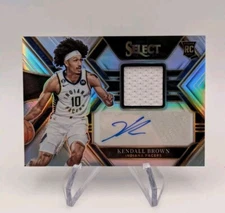 Kendall Brown 2022-23 Panini Select RJA-KBW Silver Prizm Relic Auto RC #d/199