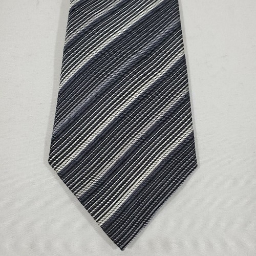 Alfani Mens 100% Silk Necktie Tie Gray Stripe Classic Hand Made 3.75"x60" - Picture 3 of 10