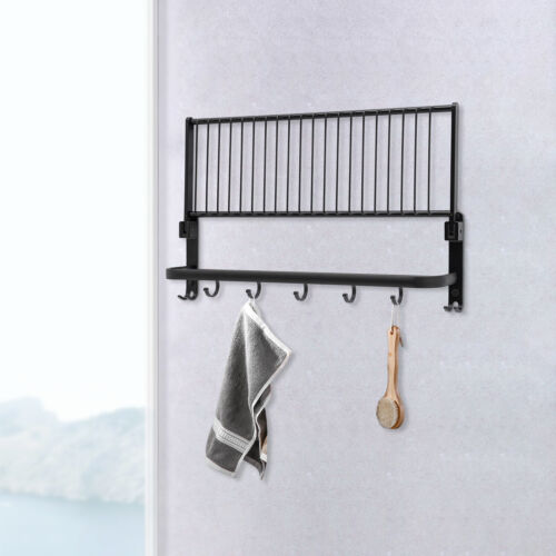 24'' Towel Rack for Bathroom Adjustable Dual Towel Shelf with Double Hanging Bar