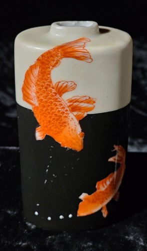 Vintage Fabienne Jouvin Paris Koi Fish Porcelain Vase Jar Mini Painted Chinese - Picture 5 of 7