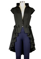 Steampunk Cap Sleeve Lightweight Costume Riding Style Black Vest Size 8