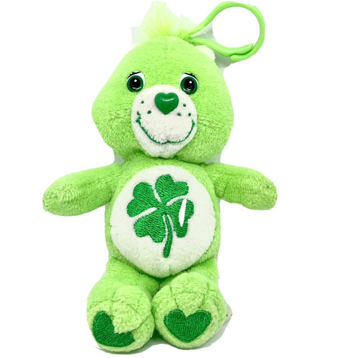 Vintage Care Bears Plush Green Good Luck Bear Shamrock Key Chain