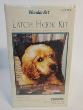 Caron WonderArt Latch Hook Rug Kit Lab PUPPY LOVE Dog Retriever Yarn Canvas 12"