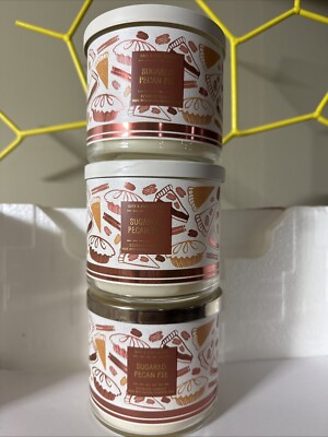 3 New SUGARED PECAN PIE   BATH & BODY WORKS CANDLE 3 WICK 14.5OZ LARGE