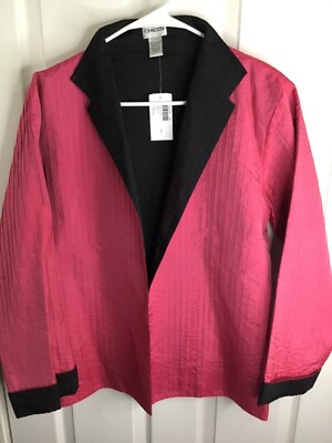 CHICO'S Double Tuck Cambia Tutu/Black Long Sleeve Reversible Jacket Size 1 NWT