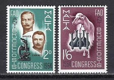 Malta Stamps SG 316-317 sc 298-299  Anti-Brucellosis Congress Issue Set 1964 MNH