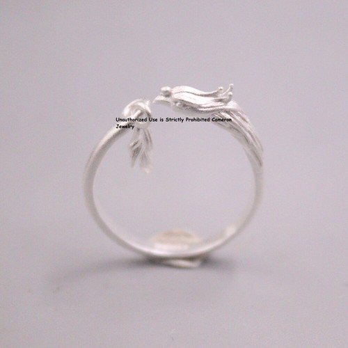 Pure S990 Silver 990 Band Men Women Lucky Phoenix Open Ring Us Size :5-9