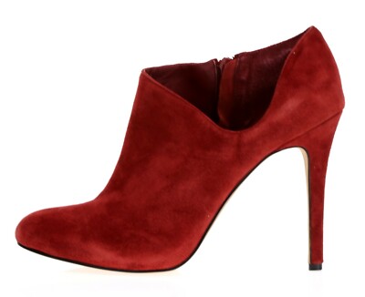 SOLE SOCIETY Womens Helena Red Suede Stiletto Ankle Zip Booties Shoes Size 10 B