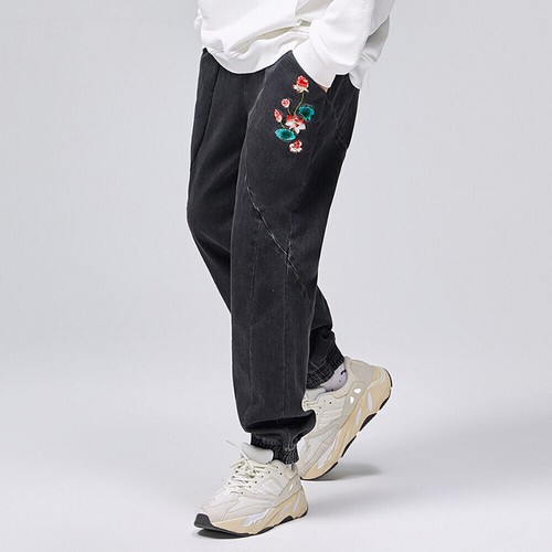 Pantalones Niepce Lotus Bordados Urbanos Hip Hop Ropa de Calle Jeans Pantalones Grises - Imagen 2 de 10