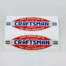 CRAFTSMAN TOOLS KING SEELEY Vintage Style DECALS, 4.5" Vinyl STICKERS x 2