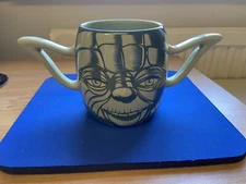 Disney Store Official Star Wars Yoda 3D Face Large Double Handled Ears Mug VGC